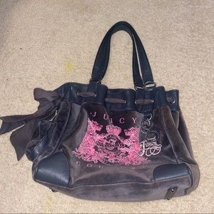 grey velour juicy couture bag
